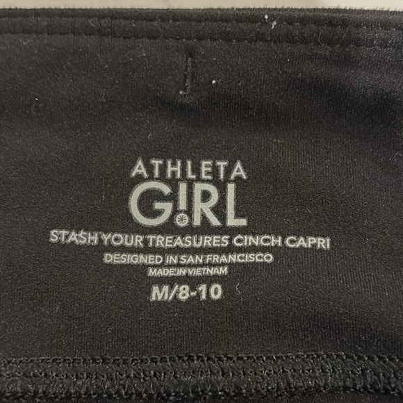 Athleta Girl High Rise Stash Your Treasures Tight Cinch Capri Leggings black M - Picture 2 of 6